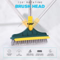 2 in 1 Cleaning Scrub Brush Grout Brush Scrape Floor Scrub Brush with Long Handle V-Shape Stiff Bristle Brush Scrubber with Squeegee 120°Rotating Magic Broom Brush for Cleaning Bathroom Glass Wall. 