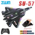 【Free-delivery】 RC Plane SU57 2.4G With LED Lights Remote Control Flying Model Glider EPP Foam Toys Airplane For Children Gifts. 
