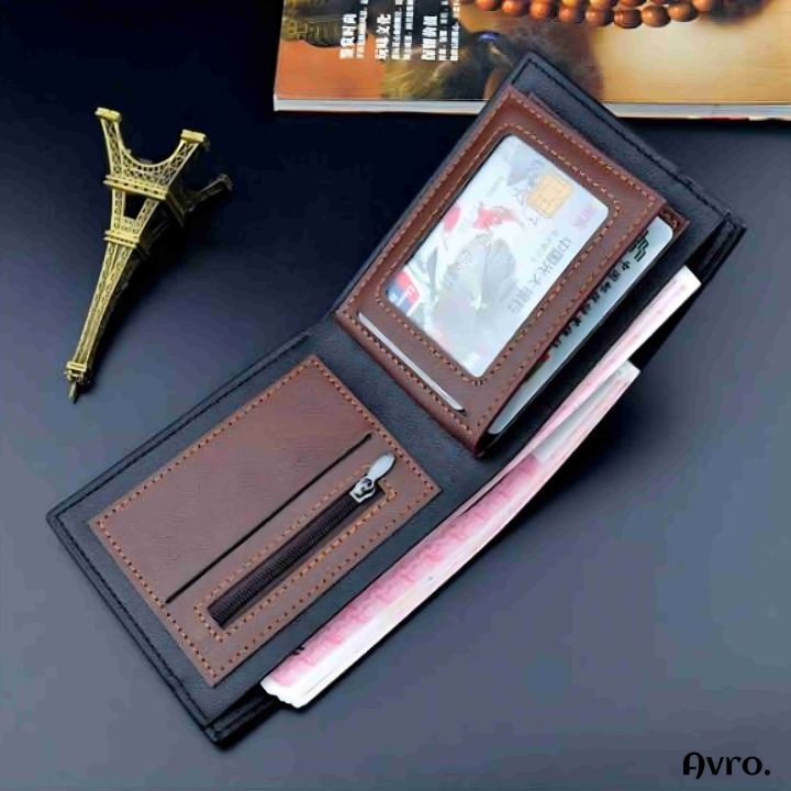 Avro%20Men's%20Soft%20PU%20Leather%20Business%20Wallet%20Multi-Card%20Slot%20With%20ID%20Holder%20Solid%20Color%20Travel%20Money%20Bag%20For%20Men%20-%20Image%202