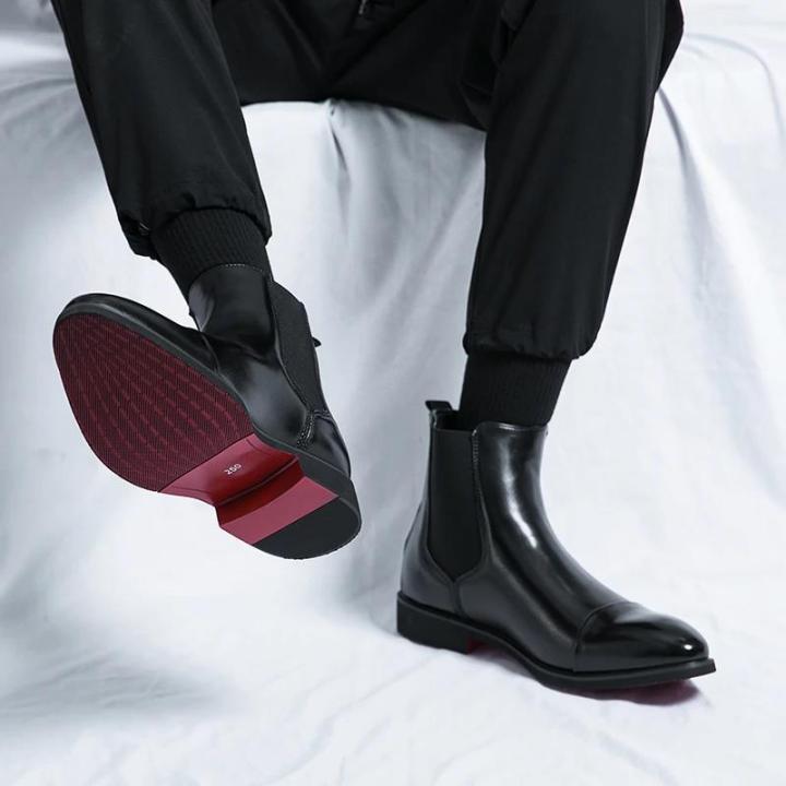 Luxury%20Brand%20Men's%20Chelsea%20Boots%20New%20Outdoor%20Red%20Sole%20Square%20Shoes%20Handmade%20Toe%20Business%20Ankle%20Boots%20for%20Men%20Dress%20Boots%202024%20BunnyGarden%20-%20Image%202