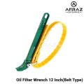 Multi-Purpose Adjustable Rubber Belt Strap Wrench and Steel Handle Adjustable Strap Filter Opener Wrench for Opening Filter, Pipe and Tin - Green 12 Inch. 