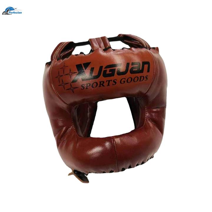Boxing Headgear Full Coverage Kickboxing Head Gear for Sparring Grappling L Brown