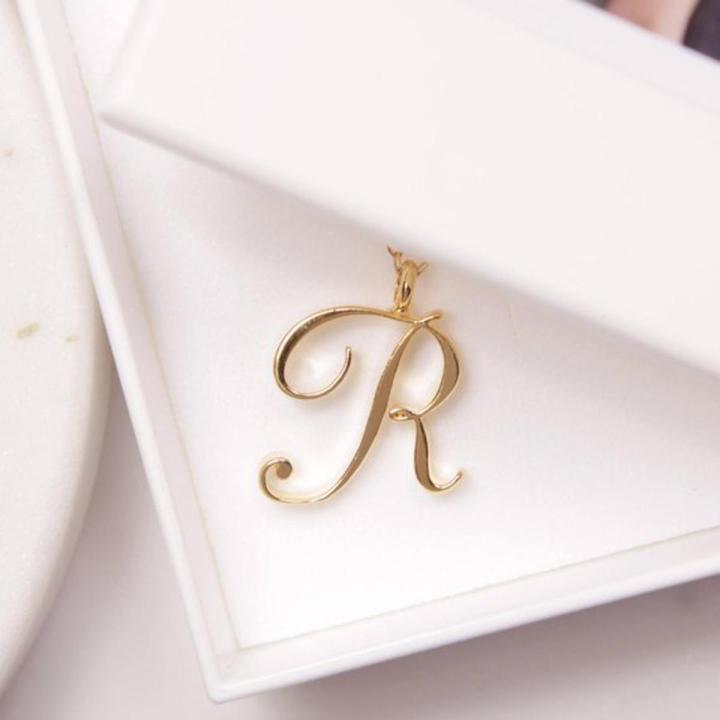 【Beiver Jewelry Store  】Small letter Label Initial Logo alphabet R Necklace Fashion Symbol English Charm Jewelry