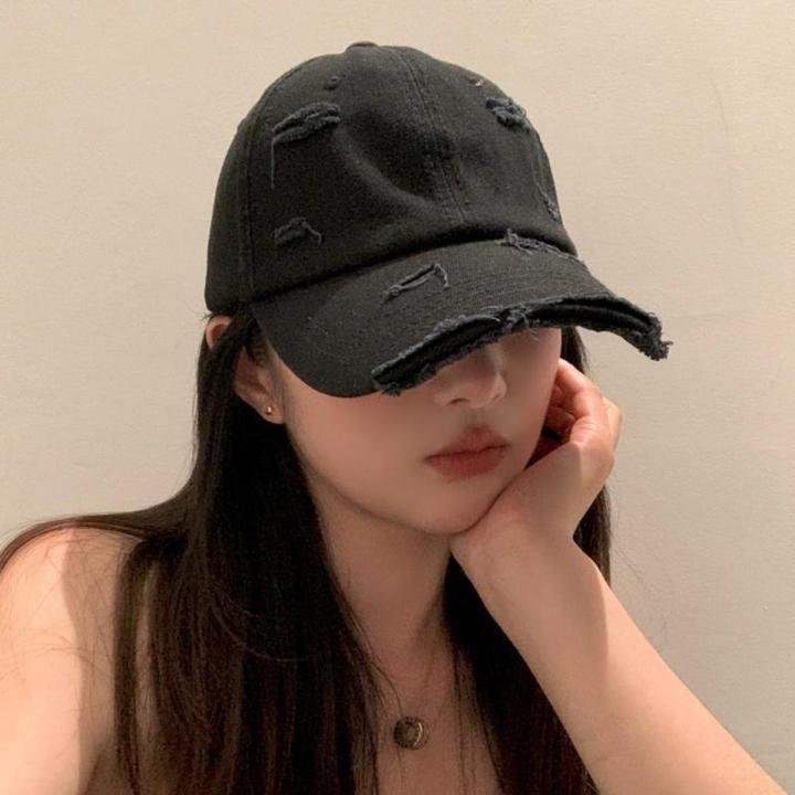 Baseball Cap for Women New Spring and Summer Hop Versatile Soft Top Curved Brim Retro Personality Make Old Ripped Peaked Cap for Men