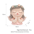 FORIDE Silicone Mold Flower Fairy Prayer Flower Pot Resin Gypsum Crystal Dropping Glue Tool DIY Handmade Crafts Pink.