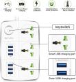 BAVIN PC588 5.4A Universal 6 USB Ports Charger HUB 2500W 3 Power Socket Extension 1.5M Plug Cable. 