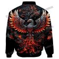 Winter Fashion Men's Bomber Jacket Animal Phoenix Retro Pattern 3D Printed Warm Thick zipper Jacket Unisex Casual Coat FY24. 