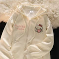 2024 New Sanrio Hello Kitty Jacket 2000s Zip Hoodie White Sweatshirt Young Women Fall Winter Kawaii Lolita Jacket Student Tops.