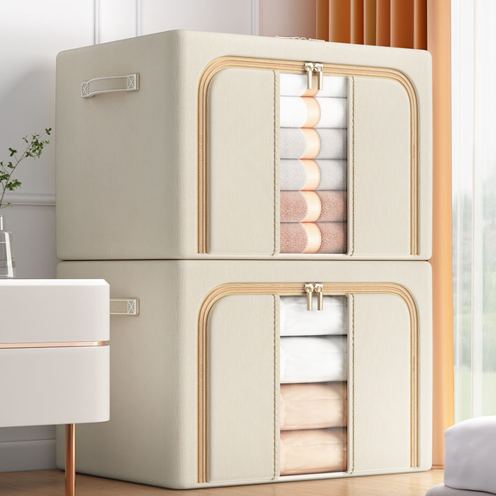 Clothes Storage Box Household Wardrobe Clothes Cotton Linen Fabric Organize Fantastic Can Foldable Basket Large Storage Top Cloud