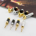 High Quality Gold-plated 3.5mm audio pulg 3/4 Pole 90 Degree Plug Stereo Headphone Plug L-shaped Elbow Right Angle Diy 3.5 Repair Welding Head For 6mm Cable.