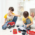DIY Electric Fire Truck for kids with Flashing Lights & Siren Sounds & Electric Drill. 