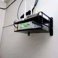 Black Metal Wireless Wifi Router Storage Box / TV Set Box Shelf Wall Hanging Plug Board Bracket Cable Storage Organizer. 