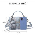 Menglisha 2024 New Embroidered Blue Handbag Fashion and Versatile One-Shoulder Crossbody Bag. 