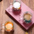 Coffee Mug Elegant Cup With Dried Flower Design Heat Resistant Dried Flower Double Wall Glass Mug For Cold Drinks Cappuccino.