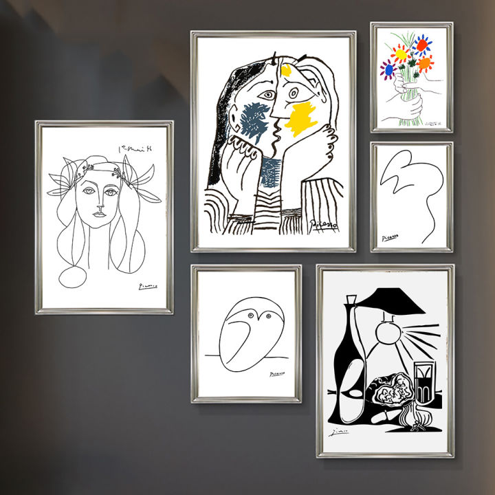 Pablo Picasso Black and White Sketch abstract Art Paintings on the Wall Art Poster and Print Famous Art By Pablo Picasso Cuadros