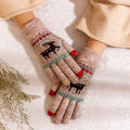 （New）Lady now Deer Knitted Thicken Glove Full Finger Touch creen Mitten Xma. 