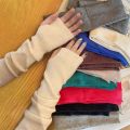 Women Knitted Arm Warmer Long Fingerless Gloves Mitten Winter Y2K Solid Arm Sleeve Fashion Casual Soft Girls Clothes Punk Gloves.