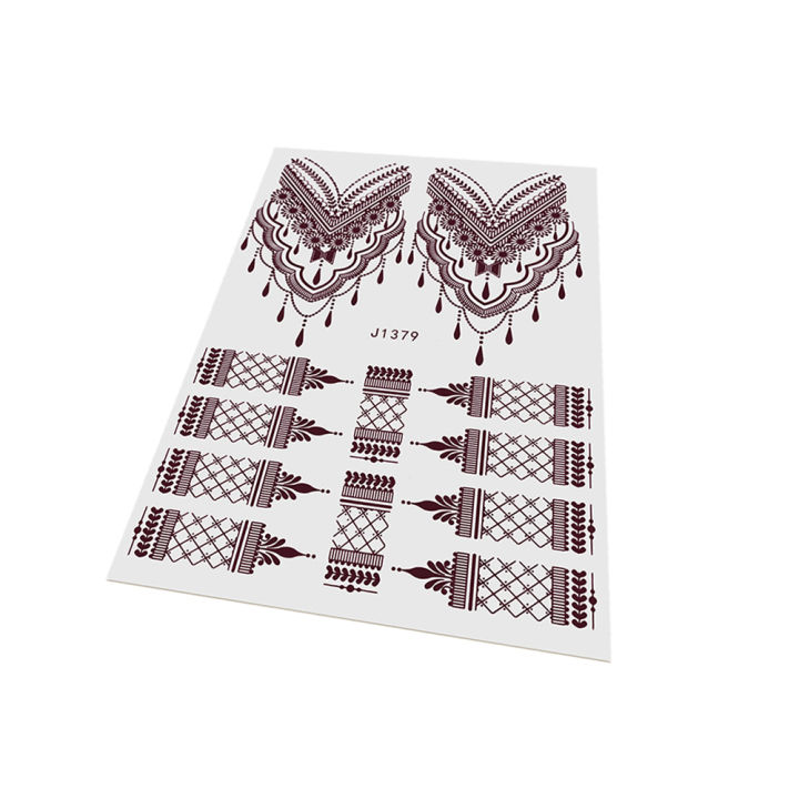 Waterproof%20Henna%20Tattoo%20Stickers%20Skin-safe%20Brown%20Lace%20Flower%20Temporary%20Tattoos%20Sticker%20Tattoos%20Non-permanent%20Henna%20Tattoo%20for%20-%20Image%205