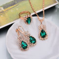 6 Colors Necklace/Earrings/Rings Jewelry Sets Hoop Earrings Water Drop Earrings Red Jewelry Set Rhinestones For Women.