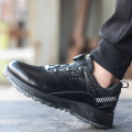 AMAWEI Rotary Buckle Work Protective Shoes Leather Safety Shoes Puncture-Proof Anti-smash Steel Toe Shoes Work Boots Men Women BunnyGarden. 