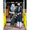 Occasional Dress/Couple Set/Matching Dress/Traditionally Dress/Sari And Panjabi- Block Print Saree & Panjabi - Sari - Saree - শাড়ি - Sari - Sari.