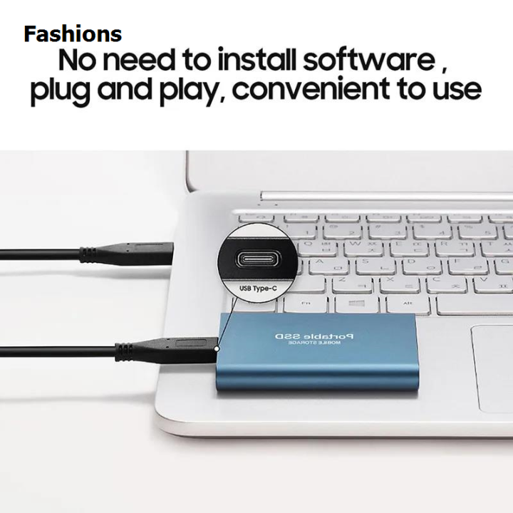 Fashions Portable SSD 1TB/2TB External Solid State Drive USB 3.0/Type-C Hard New Disk High-Speed Storage Device For Laptops/Desktop/Mac/Phone