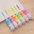 6pcs/set Cute capsulee highlighter naughty expression bright watercolor coloring pen Pilll highlighter marker. 