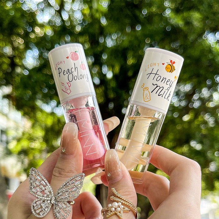 Kawaii Lip Gloss Peach Lip Oil Long Lasting Non-sticky Moisturizes Lip Tint Lip Plumper Lip Care Serum Lip Care Cosmetic New