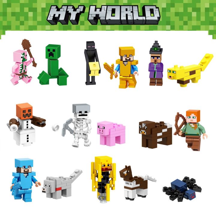 XL03 Minecraft Compatible Lego Bricks 16 Figures 16 Figures Creeper Fear Steve Cross Border Toy