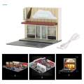 1/64 Shop Model Diorama Kits, Diy Buildings Kits, Simulation, with Lights S Scale Scenery for Dollhouse Decor Architectural Building Scene Props. 