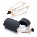 Hot Fashion MINI Design Reading Glasses Men Women Folding Small Glasses Frame Black Metal Glasses With Original Box Portable. 