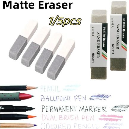1/5pcs Matte Frosted Eraser For Ballpoint Pen Gel Pen Pencil Erasers Office School Stationery Clean Correction Supplies Rubber