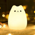 Cute Cat Night Light 7 Colors Silicone Nursery Cat Lamp for Kids Tap Control Energy Saving LED Lamp Cute Gifts for Girls Boys.