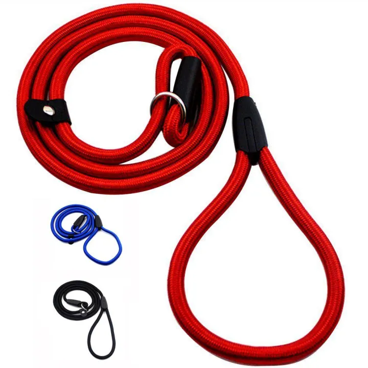 Sturdy%20Pet%20Collar%20Rope%20Nylon%20Dog%20Slip%20Training%20Walking%20Lead%20With%20P%20Chain%201cm%20red%20-%20Image%203