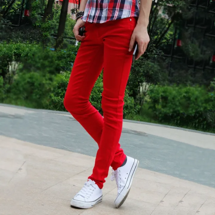Wholesale%202021%20Korean%20Fashion%20Casual%20Show%20Thin%20Skinny%20Jeans%20Men%20Red%20Clothes%20For%20Teenagers%20Pencil%20Trousers%20Men's%20Classic%20Pants%20-%20Image%204
