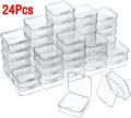 1-24 Pieces Small Clear Plastic Beads Storage Containers Box with Hinged Lid Storage Case of Small Items Crafts Jewelry Hardware. 