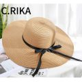 Summer Women Big Wide Brim Ribbon Sun Hat Black solid Beach Hat Girls Outdoor Travel Floppy Straw Hats UV Protection Panama. 