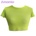 Women Cropped Tops Stylish Ser Mesh Crop Top O-neck Short Sleeve Slim Fit Tee Shirt for Fashionistas See-through Mesh Crop Top. 