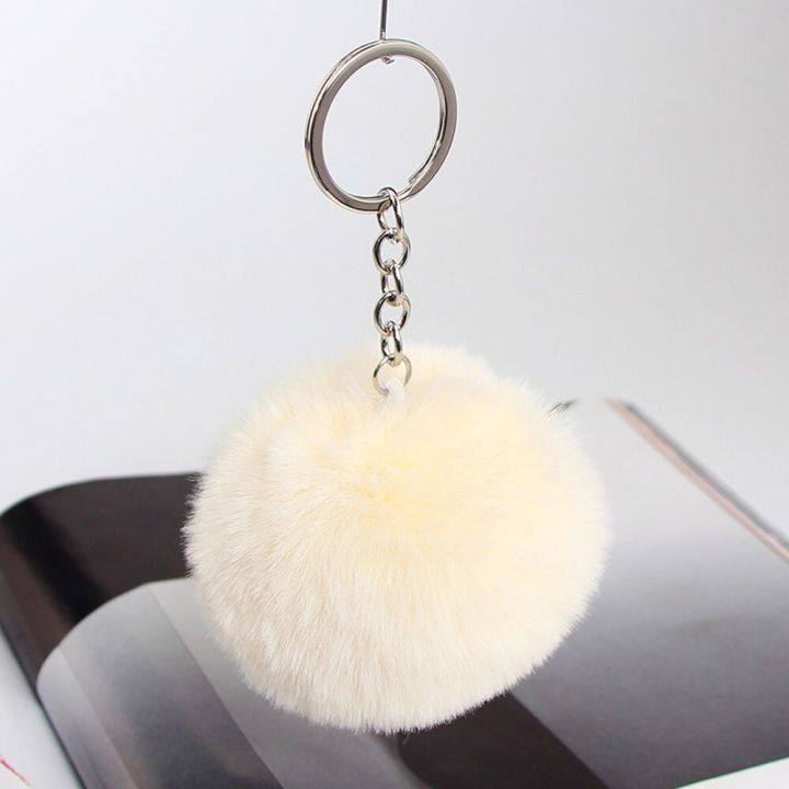 Ready to Ship In Stock Fast Dispatch Furry Puff Ball Faux Rabbit Pink Fur Ball Pom Pom Keychain