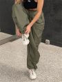 Fashion Women Casual Baggy Cargo Pants Low Waist Drawstring Vintage Loose Joggers Cargo Pants Y2K Streetwear 2022 New Trousers. 