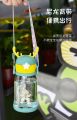 Children's cartoon straw with handheld teapot for elementary school students, water absorbent, fall protection 500ml Number Plastic Kids Water Bottle/Mom pot -1pcs. 