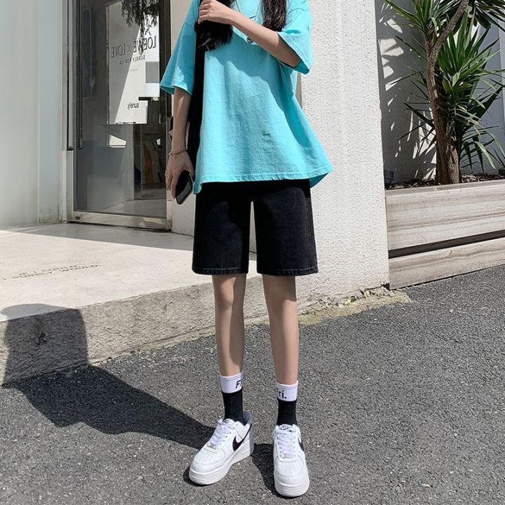 Pregnant%20Women's%20Pants%20Summer%20Loose%20Outer%20Wear%20plus%20Size%20Denim%20Shorts%20Summer%20New%20Straight%20Five%20Points%20Wide%20Leg%20Middle%20Pants%20Summer%20-%20Image%203