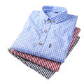 Yfashion Men Soft Cotton on Shirt Long Sleeve Plaid Pattern Casual Shirt.