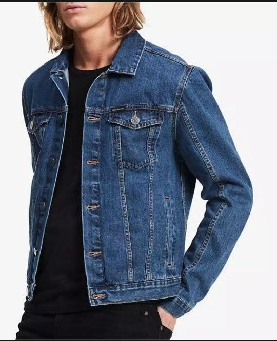 Navy Blue Denim Jacket For Men