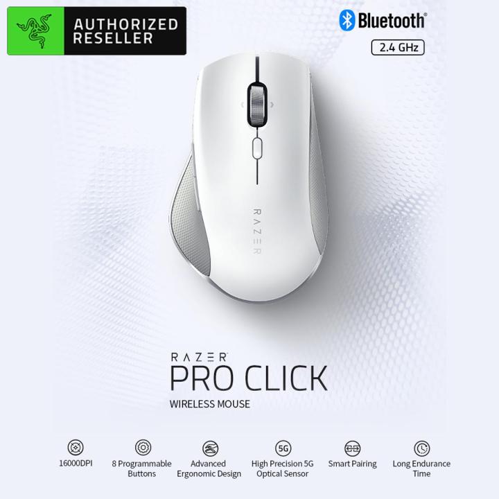 Razer%20Pro%20Click%20Bluetooth+2.4GHz%20Dual-mode%20Wireless%20Mouse%20Ergonomic%20Mice%20with%205G%20Optical%20Sensor%208%20Programmable%20Buttons%20Silver%20-%20Image%202