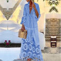 bohemian maxi dress large size dress bohemian style collar lace dress season solid color v 2022 fall vestidos tassel ladies. 
