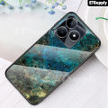 For Realme Note 50 Phone Case Hard Tempered Glass Protector Casing HP for Realme Note 50 Glass Back Phone Cover Tempered Glass Marble Emerald Protect Case Soft Bumper Cover. 