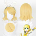 L-email wig Synthetic Hair Anime Kagamine Rin/Len Cosplay Wig 30cm Short Gold Yellow Wigs Fashion Heat Resistant Cosplay Wig. 