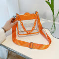 Ladies Bag Transparent Bag Jelly Bag Fashion PVC Bag Chain Bag Messenger Bag Satchel Crossbody.