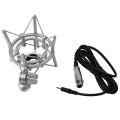 Professional Studio Record Condenser Microphone U87 With Shock Mount, XLR to 3.5mm Audio cable, Mic Foam For Mobile Computer laptop Gaming Podcast Silver. 